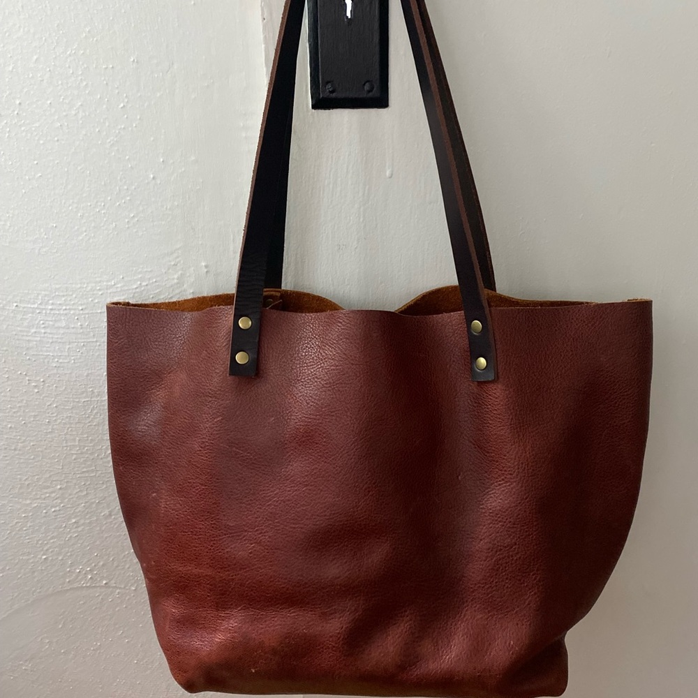 Portland Leather Goods Pebbled Leather Nutmeg Tote Bag - Picture 2 of 10